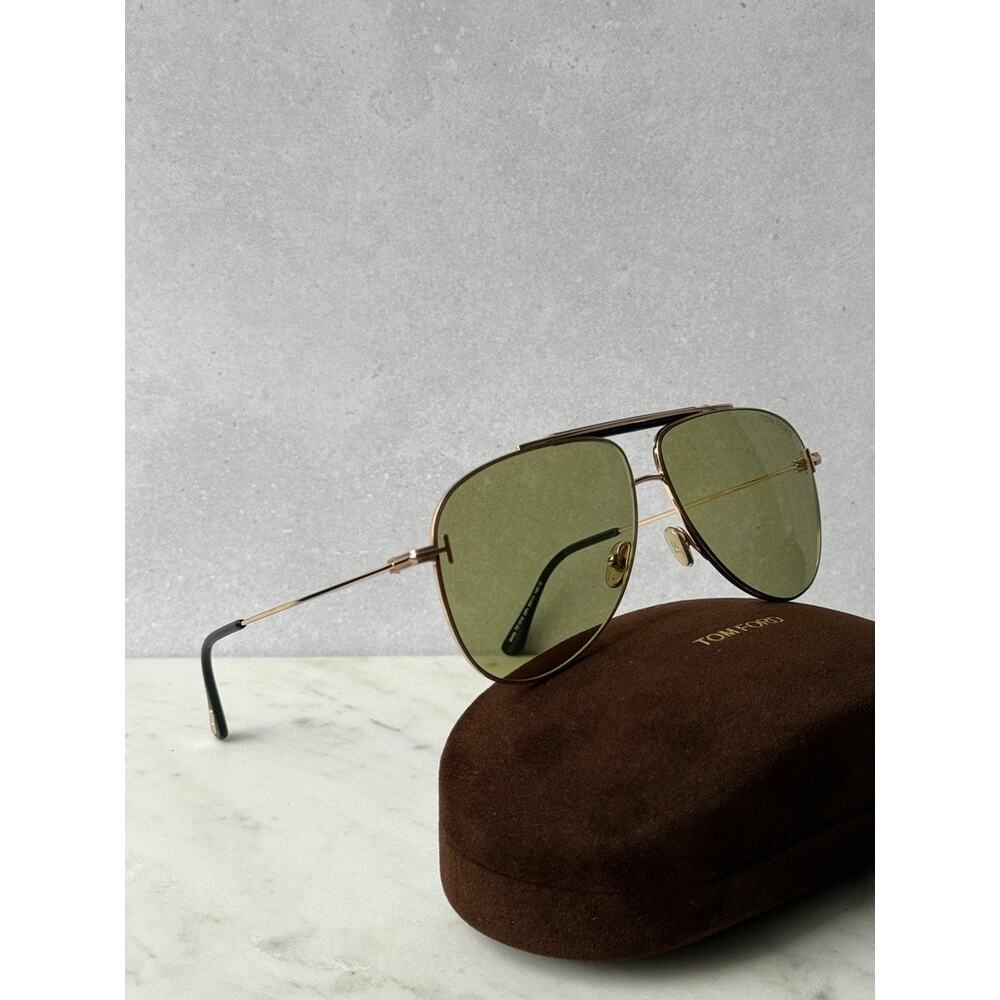 NEW Tom Ford FT1018 Brady Aviator Sunglasses Gold Green $475 - Picture 4 of 10